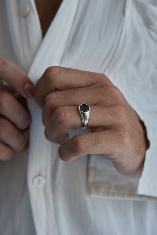 Orbit Signet Red Garnet