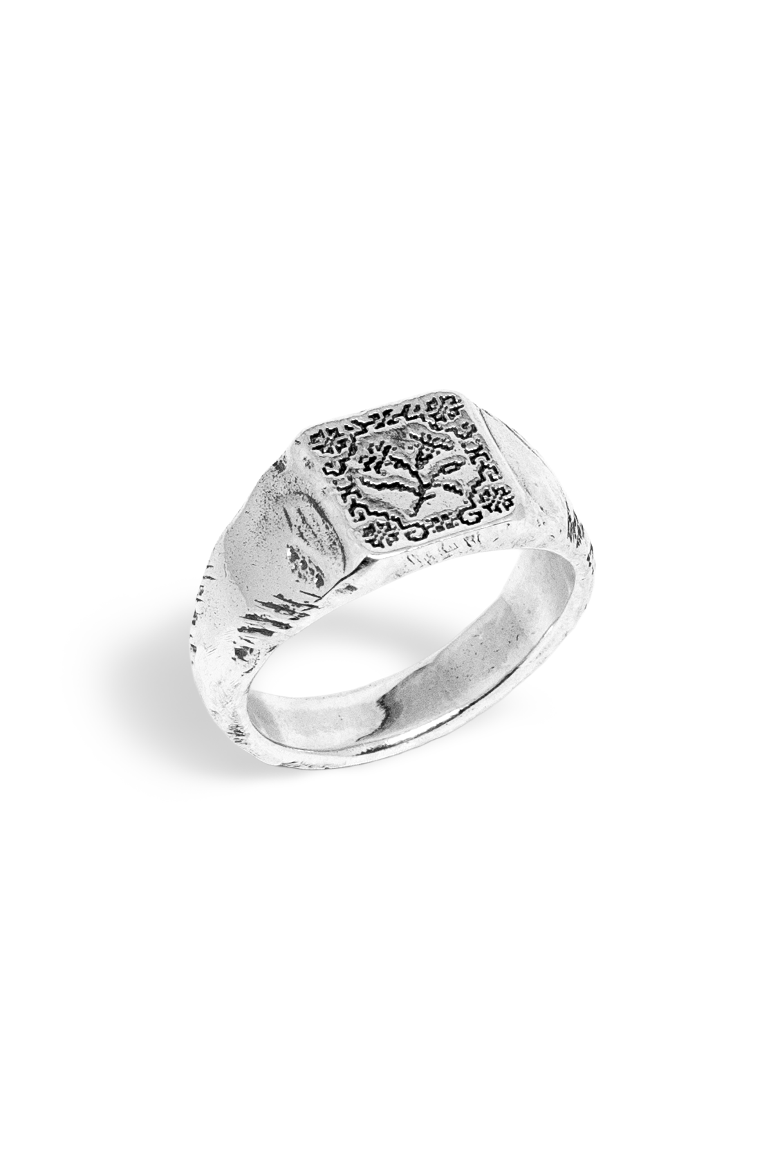Patchwork Signet – men's silver signet ring by Merchants of the Sun