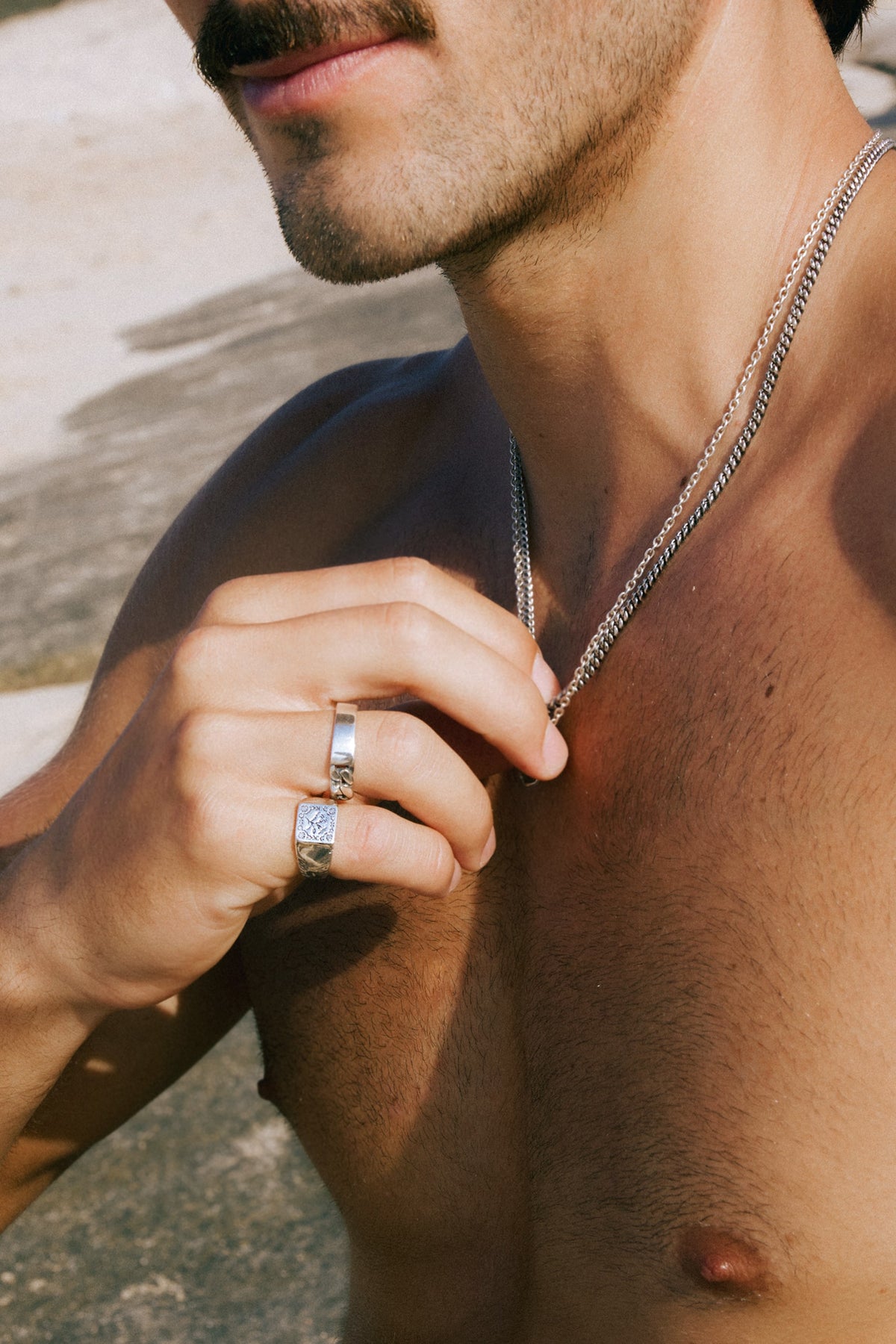 Patchwork Signet men's silver signet ring – detail view 4