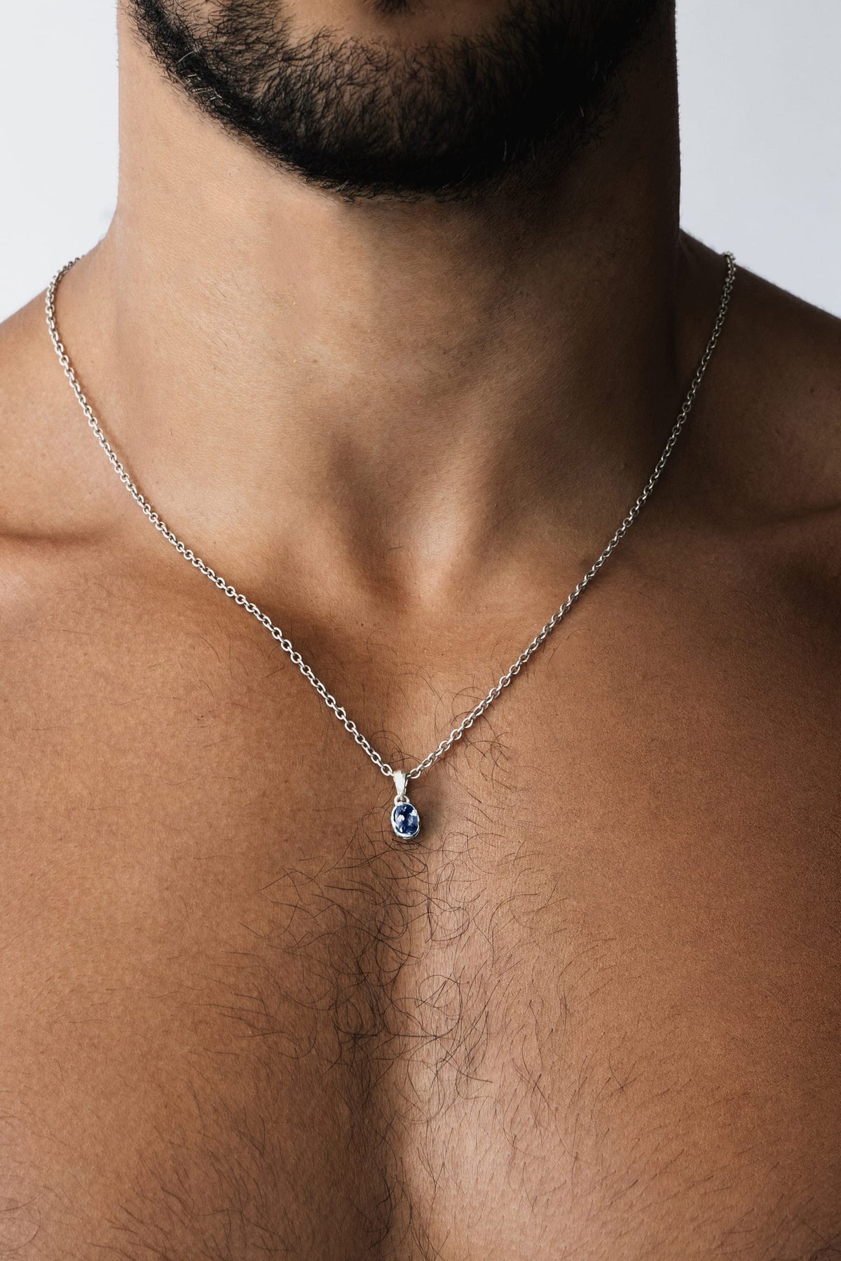 Aalto Pendant Sapphire men's silver sapphire pendant – detail view 2