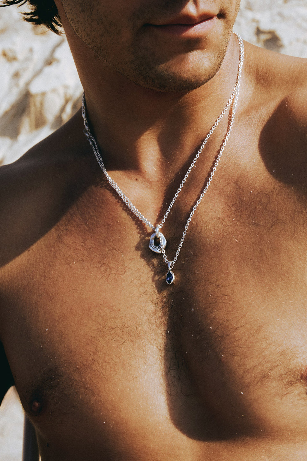 Aalto Pendant Sapphire men's silver sapphire pendant – detail view 6