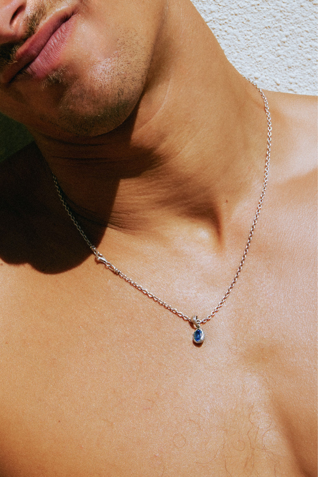 Aalto Pendant Sapphire men's silver sapphire pendant – detail view 4