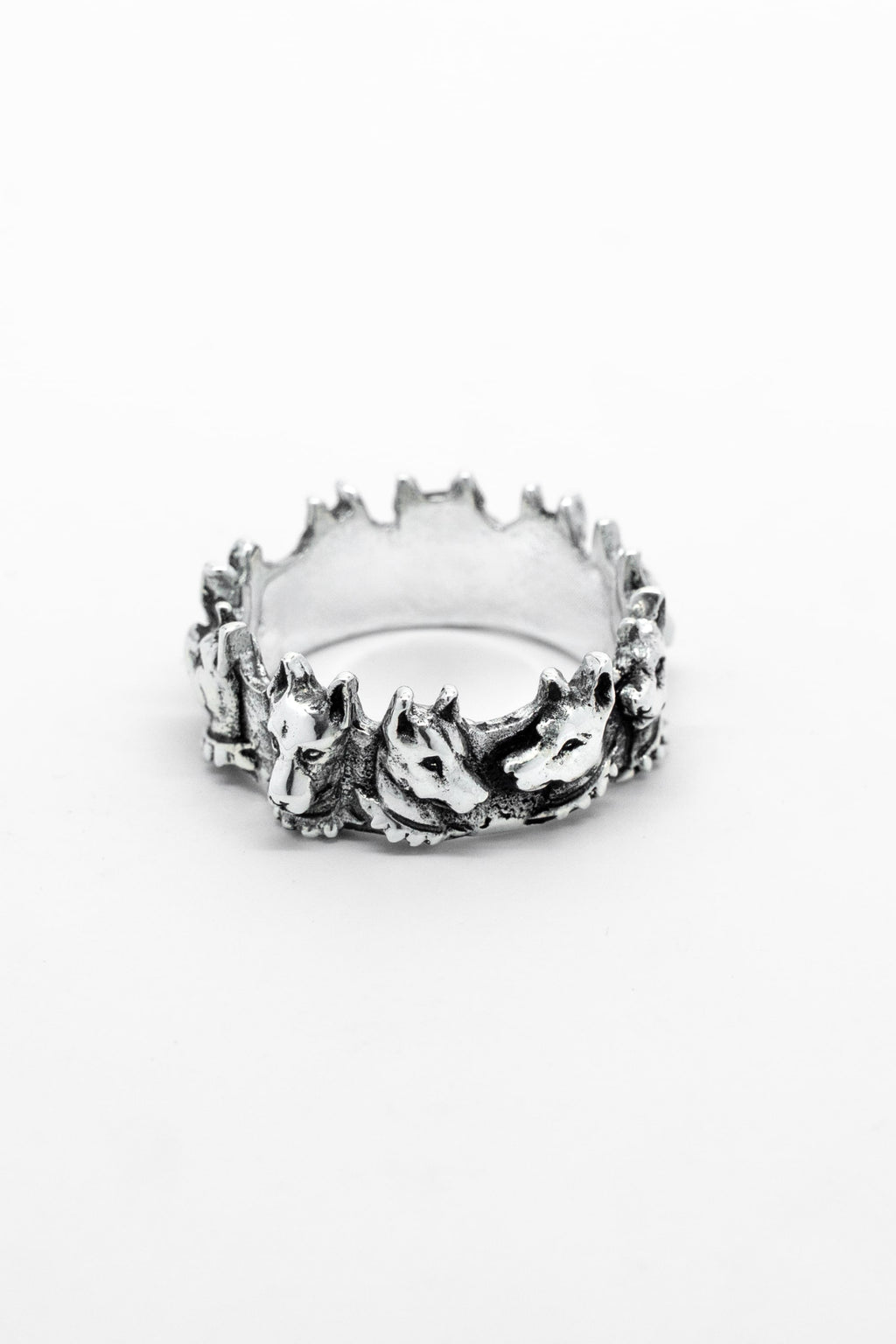 Doberman Crown Ring men's silver band ring – detail view 3